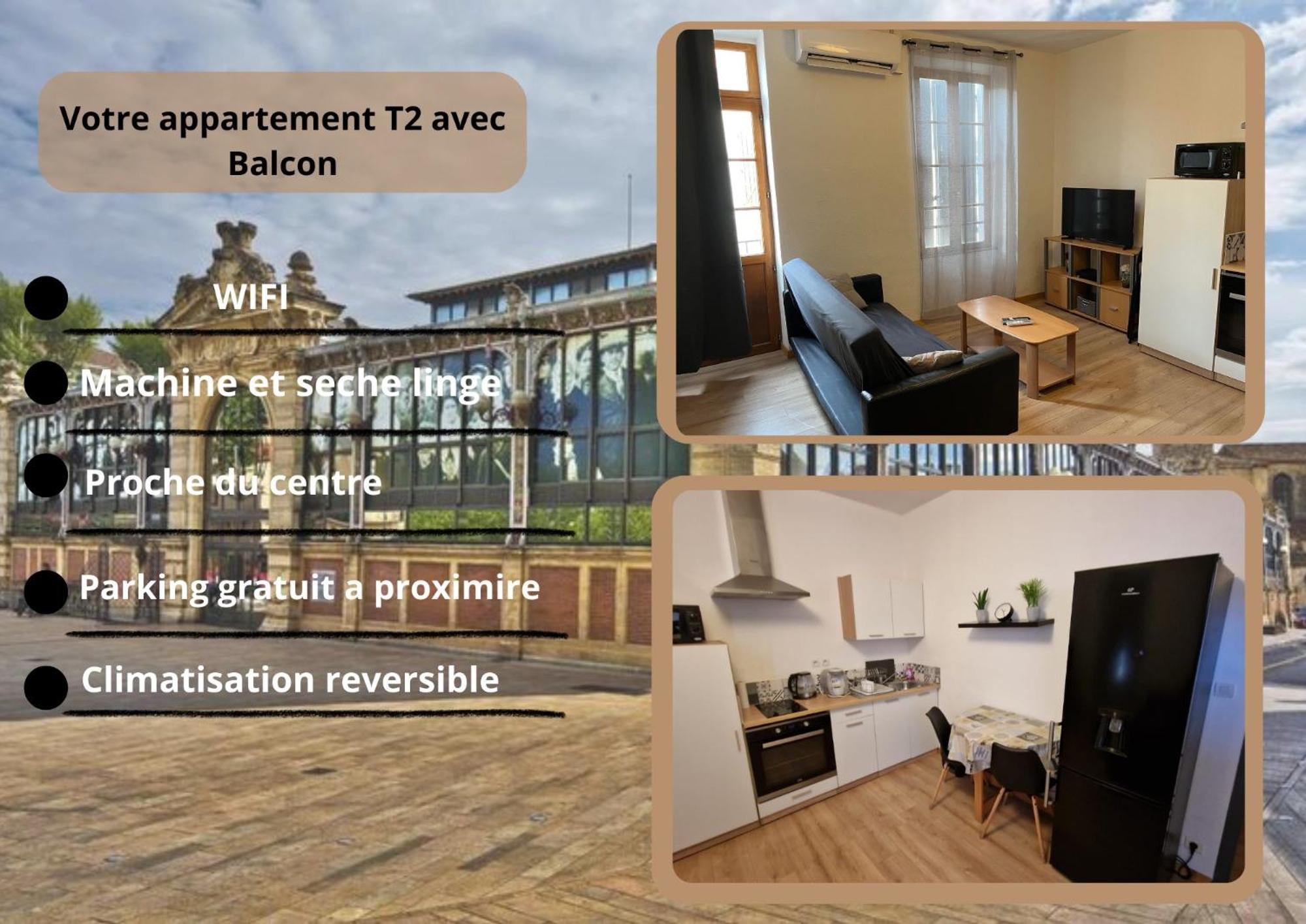 Appartement T2 Avec Balcon Proche Centre-Ville 나르본 외부 사진
